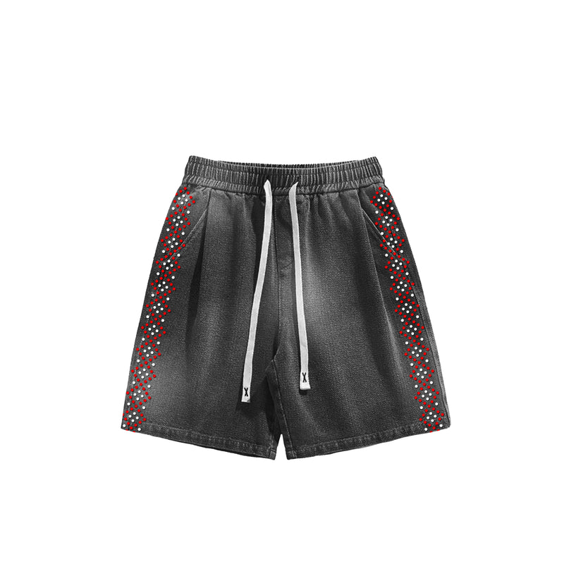 BLACK RHINESTONE SWEATSHORTS