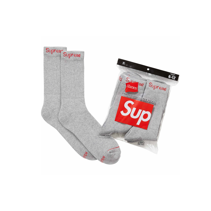Grey Supreme®/Hanes® Crew Socks (4 Pack)