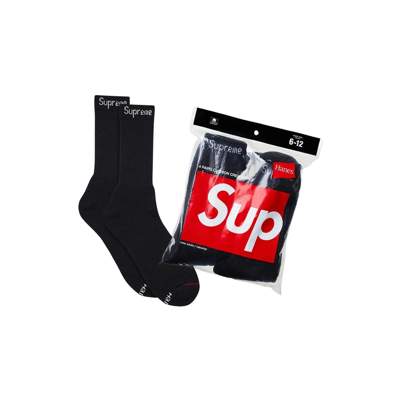 Black Supreme®/Hanes® Crew Socks (4 Pack)